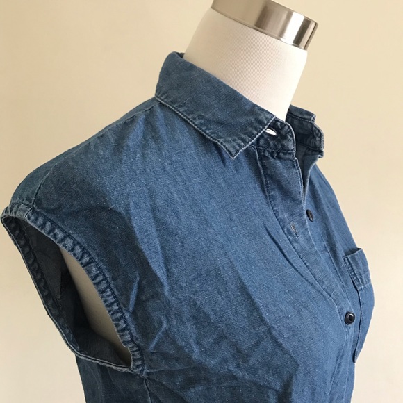 Madewell Chambray Denim Tie Knot Front Button up Top - Picture 3 of 8